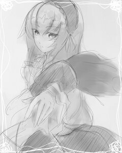 Rating: Safe Score: 0 Tags: 1girl bangs closed_mouth dress eyebrows_visible_through_hair greyscale hairband image long_hair long_sleeves looking_at_viewer monochrome sketch solo suigintou User: admin