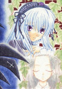 Rating: Safe Score: 0 Tags: 2girls closed_eyes doujinshi doujinshi_#69 frills hairband image long_hair looking_at_viewer multiple multiple_girls ribbon rose silver_hair suigintou traditional_media User: admin