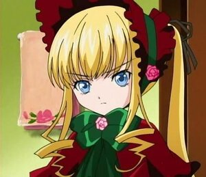 Rating: Safe Score: 0 Tags: 1girl bangs blonde_hair blue_eyes bonnet bow bowtie dress flower green_bow image long_hair long_sleeves looking_at_viewer photo pink_flower pink_rose rose shinku sidelocks simple_background solo twintails User: admin