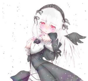 Rating: Safe Score: 0 Tags: 1girl bangs black_dress black_ribbon black_wings blush dress eyebrows_visible_through_hair feathered_wings flower frills hairband image lolita_hairband long_hair long_sleeves looking_at_viewer pink_eyes ribbon rose solo suigintou white_background wings User: admin