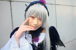 Rating: Safe Score: 0 Tags: 1girl 3d flower frills gothic_lolita hairband lips long_hair long_sleeves looking_at_viewer photo red_eyes silver_hair solo suigintou User: admin