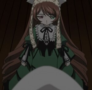 Rating: Safe Score: 0 Tags: 1girl black_ribbon brown_hair dress frills green_dress heterochromia image long_hair long_sleeves looking_at_viewer red_eyes ribbon sitting solo suiseiseki very_long_hair User: admin