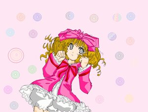 Rating: Safe Score: 0 Tags: 1girl blonde_hair bloomers bow candy dress drill_hair food frills hina_ichigo hinaichigo image lollipop long_sleeves looking_at_viewer lying pink_bow short_hair solo striped_background swirl_lollipop underwear User: admin