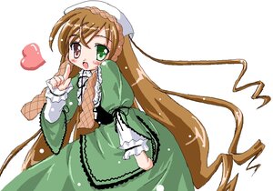 Rating: Safe Score: 0 Tags: 1girl :d :o brown_hair dress drill_hair frills gown green_dress green_eyes hat head_scarf heart heterochromia image index_finger_raised kekyo layered_sleeves long_hair long_sleeves looking_at_viewer oekaki open_mouth red_eyes rozen_maiden simple_background smile solo suiseiseki twin_drills very_long_hair white_background User: admin