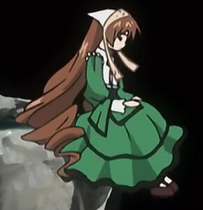 Rating: Safe Score: 0 Tags: 1girl brown_hair dress green_dress holding image long_hair long_sleeves solo suiseiseki very_long_hair User: admin