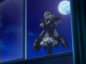 Rating: Safe Score: 0 Tags: 1girl cross dress frills full_moon image long_hair long_sleeves moon moonlight night sky solo standing suigintou User: admin