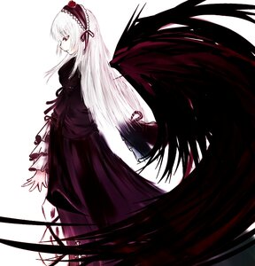 Rating: Safe Score: 0 Tags: 1girl black_dress black_wings dress frills full_body hairband image juliet_sleeves lolita_hairband long_hair long_sleeves looking_at_viewer puffy_sleeves red_eyes rose simple_background solo suigintou very_long_hair white_background wings User: admin