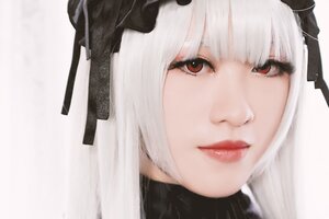 Rating: Safe Score: 0 Tags: 1girl bangs black_ribbon blunt_bangs closed_mouth face lips long_hair looking_at_viewer portrait red_eyes ribbon simple_background smile solo suigintou white_background white_hair User: admin