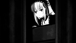 Rating: Safe Score: 0 Tags: 1girl bangs dress eyebrows_visible_through_hair greyscale hairband image lolita_hairband looking_at_viewer monochrome ribbon solo suigintou User: admin