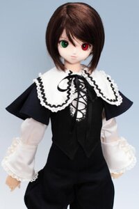 Rating: Safe Score: 0 Tags: 1girl brown_hair capelet cowboy_shot doll dress frills green_eyes heterochromia long_sleeves looking_at_viewer red_eyes smile solo souseiseki standing User: admin