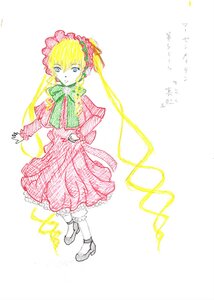 Rating: Safe Score: 0 Tags: 1girl auto_tagged blonde_hair blue_eyes bonnet bow bowtie dress full_body green_neckwear image long_sleeves looking_at_viewer pink_dress ribbon shinku solo standing white_background User: admin