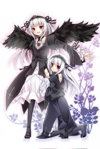 Rating: Safe Score: 0 Tags: 1girl 2girls bad_id bad_pixiv_id black_dress black_wings blush boots dress dual_persona flower frills full_body hairband image kneeling long_hair long_sleeves looking_at_viewer multiple_girls multiple_views photoshop_(medium) red_eyes ribbon rozen_maiden silver_hair smile solo suigintou wings yonema User: admin