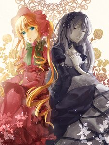 Rating: Safe Score: 0 Tags: 2girls bad_id bad_pixiv_id black_dress blonde_hair blue_eyes bonnet bow bowtie capelet closed_eyes colored_skin doll_joints dress drill_hair floral_background flower grey_skin hand_on_own_chest image joints light_smile long_hair long_sleeves mon_(b5535anny) multiple_girls pair parted_lips photoshop_(medium) red_dress rose rozen_maiden shinku silver_hair sitting smile suigintou twintails User: admin