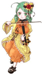 Rating: Safe Score: 0 Tags: 1girl bloomers bow_(instrument) drill_hair flower full_body green_eyes green_hair hair_ornament image instrument kanaria music playing_instrument rose solo twin_drills violin User: admin