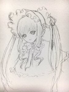 Rating: Safe Score: 0 Tags: 1girl bangs bonnet bow dress flower frills image long_hair long_sleeves looking_at_viewer monochrome shinku sketch solo traditional_media twintails User: admin