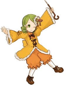 Rating: Safe Score: 0 Tags: 1girl auto_tagged drill_hair full_body green_eyes green_hair image kanaria long_sleeves one_eye_closed pantyhose puffy_pants ribbon shorts simple_background solo standing striped twin_drills white_background white_legwear User: admin