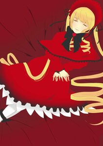 Rating: Safe Score: 0 Tags: 1girl blonde_hair bonnet bow bowtie closed_eyes dress drill_hair image long_hair long_sleeves red_dress ribbon shinku sleeping solo twintails very_long_hair User: admin