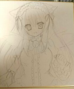 Rating: Safe Score: 0 Tags: 1girl animal_ears cat_ears hairband image long_hair looking_at_viewer monochrome open_mouth photo sketch solo suigintou tail traditional_media User: admin