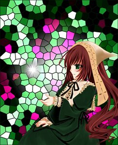 Rating: Safe Score: 0 Tags: 1girl argyle argyle_background brick_wall chain-link_fence checkered checkered_background checkered_floor dress fence frills green_dress green_eyes halftone_background hexagon honeycomb_(pattern) honeycomb_background image lolita_fashion long_hair long_sleeves looking_at_viewer plaid_background solo stained_glass suiseiseki tile_floor tile_wall tiles twintails very_long_hair User: admin