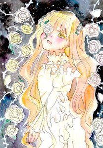 Rating: Safe Score: 0 Tags: 1girl black_flower black_rose blonde_hair blue_rose dress eyepatch flower green_flower hair_flower image kirakishou long_hair pink_rose plant rose rose_petals solo thorns traditional_media vines white_flower white_rose yellow_eyes yellow_flower yellow_rose User: admin