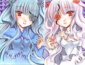 Rating: Safe Score: 0 Tags: 2girls barasuishou blush dress eyepatch flower frills hair_ornament image kirakishou long_hair marker_(medium) multiple_girls open_mouth pair pink_rose red_eyes red_flower red_rose rose shikishi smile traditional_media watercolor_(medium) User: admin