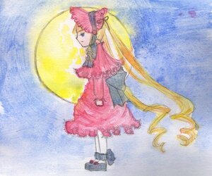 Rating: Safe Score: 0 Tags: 1girl blonde_hair blue_eyes bow dress drill_hair full_body image long_hair long_sleeves pantyhose shinku shoes solo standing twin_drills twintails very_long_hair User: admin