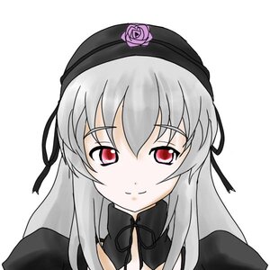 Rating: Safe Score: 0 Tags: 1girl black_ribbon closed_mouth flower hair_ribbon hat image long_hair looking_at_viewer portrait purple_rose red_eyes ribbon rose silver_hair simple_background smile solo striped suigintou upper_body white_background User: admin