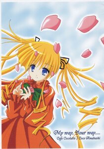 Rating: Safe Score: 0 Tags: 1girl blonde_hair blue_eyes dress flower hair_ribbon image long_hair long_sleeves looking_at_viewer petals red_dress ribbon rose rose_petals shinku solo twintails User: admin