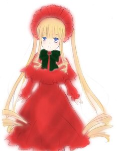 Rating: Safe Score: 0 Tags: 1girl blonde_hair blue_eyes bonnet bow bowtie cowboy_shot dress drill_hair green_bow green_neckwear hat image long_hair long_sleeves looking_at_viewer red_dress shinku sidelocks simple_background solo standing twin_drills twintails very_long_hair white_background User: admin