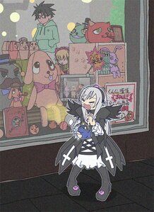 Rating: Safe Score: 0 Tags: 1girl black_hair dress image long_hair long_sleeves moon silver_hair solo standing suigintou wings User: admin