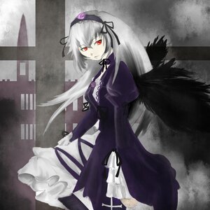 Rating: Safe Score: 0 Tags: 1girl black_wings dress frills hairband image long_hair long_sleeves looking_at_viewer puffy_sleeves red_eyes silver_hair solo standing suigintou wings User: admin