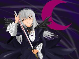 Rating: Safe Score: 0 Tags: 1girl black_dress black_wings detached_collar dress flower frilled_sleeves frills hairband holding image long_hair long_sleeves looking_at_viewer red_eyes rose silver_hair solo suigintou weapon wings User: admin