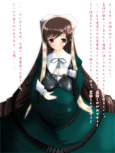 Rating: Safe Score: 0 Tags: 1girl blush brown_hair dress drill_hair frills green_dress green_eyes heterochromia image long_hair long_sleeves red_eyes simple_background solo suiseiseki twintails very_long_hair white_background User: admin