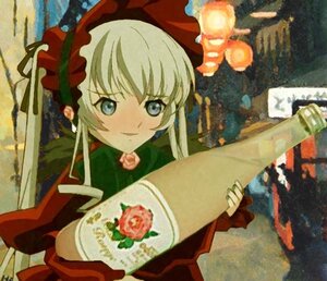 Rating: Safe Score: 0 Tags: 1girl bangs blonde_hair blue_eyes dress holding image long_hair long_sleeves looking_at_viewer rose shinku solo upper_body User: admin