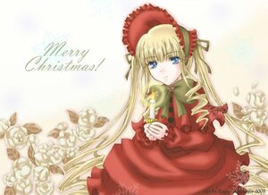 Rating: Safe Score: 0 Tags: 1girl blonde_hair blue_eyes bonnet bow bowtie cup dress flower green_bow image long_hair long_sleeves looking_at_viewer red_dress saucer shinku solo teacup very_long_hair User: admin