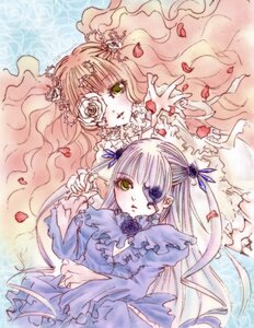 Rating: Safe Score: 0 Tags: 2girls barasuishou blonde_hair dress eyepatch flower frills green_eyes hair_flower hair_ornament image kirakishou long_hair multiple_girls one_eye_covered pair petals rose yellow_eyes User: admin