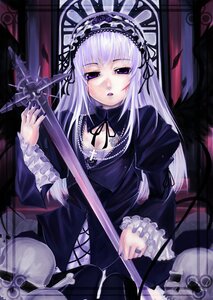 Rating: Safe Score: 0 Tags: 1girl detached_collar dress frills gothic_lolita hairband image lolita_fashion lolita_hairband long_hair long_sleeves looking_at_viewer silver_hair solo suigintou wings User: admin