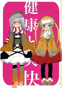 Rating: Safe Score: 0 Tags: 2girls blonde_hair blue_eyes blush image long_hair multiple_girls new_year object_on_head pair panties_on_head pantyhose purple_eyes scarf shinku silver_hair suigintou twintails underwear User: admin