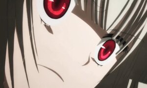 Rating: Safe Score: 3 Tags: 1girl close-up cyclops face image looking_at_viewer one-eyed red_eyes simple_background solo suigintou User: admin
