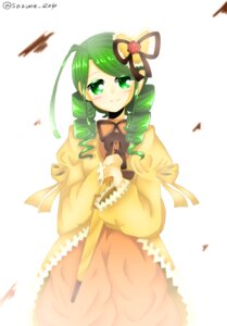 Rating: Safe Score: 0 Tags: 1girl bug butterfly dress drill_hair flower frills green_eyes green_hair hair_ornament image insect kanaria long_hair long_sleeves smile solo striped twin_drills twitter_username yellow_dress User: admin