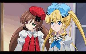 Rating: Safe Score: 0 Tags: 2girls blonde_hair blue_eyes bow brown_hair dress green_eyes hair_bow hat heterochromia image letterboxed long_hair multiple_girls pair red_eyes shinku suiseiseki twintails User: admin