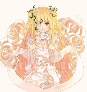 Rating: Safe Score: 0 Tags: 1girl blonde_hair dress flower hair_flower hair_ornament image kirakishou long_hair rose solo striped striped_background thorns two_side_up vertical_stripes very_long_hair white_rose yellow_eyes User: admin