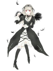 Rating: Safe Score: 0 Tags: 1girl black_wings boots bug butterfly dress feathers flower frills full_body hairband image insect lolita_hairband long_hair long_sleeves looking_at_viewer red_eyes ribbon simple_background solo standing suigintou white_background wings User: admin