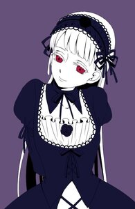 Rating: Safe Score: 0 Tags: 1girl closed_mouth dress flower frills gothic_lolita hairband image juliet_sleeves lolita_fashion lolita_hairband long_sleeves looking_at_viewer puffy_sleeves purple_background red_eyes ribbon rose simple_background smile solo suigintou upper_body User: admin