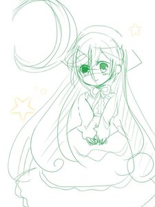 Rating: Safe Score: 0 Tags: 1girl green_theme image long_hair long_sleeves looking_at_viewer monochrome skirt solo star_(symbol) striped suiseiseki very_long_hair User: admin