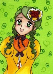 Rating: Safe Score: 0 Tags: 1990s_(style) 1girl :d dress drill_hair green_background green_eyes green_hair hat image kanaria long_hair looking_at_viewer open_mouth ringlets smile solo twin_drills upper_body very_long_hair User: admin