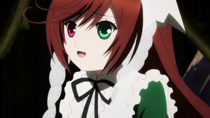 Rating: Safe Score: 0 Tags: 1girl :d dress frills green_eyes heterochromia image long_sleeves looking_at_viewer neck_ribbon open_mouth red_eyes ribbon smile solo suiseiseki upper_body User: admin
