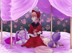 Rating: Safe Score: 0 Tags: 1girl bed blue_eyes bonnet capelet curtains dress flower image joints lolita_fashion long_hair pink_flower pink_hair red_capelet red_dress rose shinku sitting solo stuffed_animal teddy_bear window User: admin