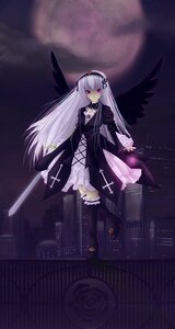 Rating: Safe Score: 0 Tags: 1girl black_dress black_wings cloud cross dress feathers flower frilled_sleeves frills full_body hairband image long_hair long_sleeves looking_at_viewer moon night pink_eyes rose silver_hair sky solo suigintou very_long_hair wings User: admin