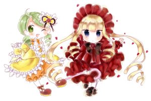 Rating: Safe Score: 0 Tags: 2girls blonde_hair blue_eyes bonnet bow chibi dress drill_hair flower frills green_eyes green_hair hat heart image kanaria long_hair long_sleeves multiple_girls one_eye_closed open_mouth pair petals pink_bow red_dress rose shinku shoes smile striped striped_background teacup twin_drills twintails User: admin